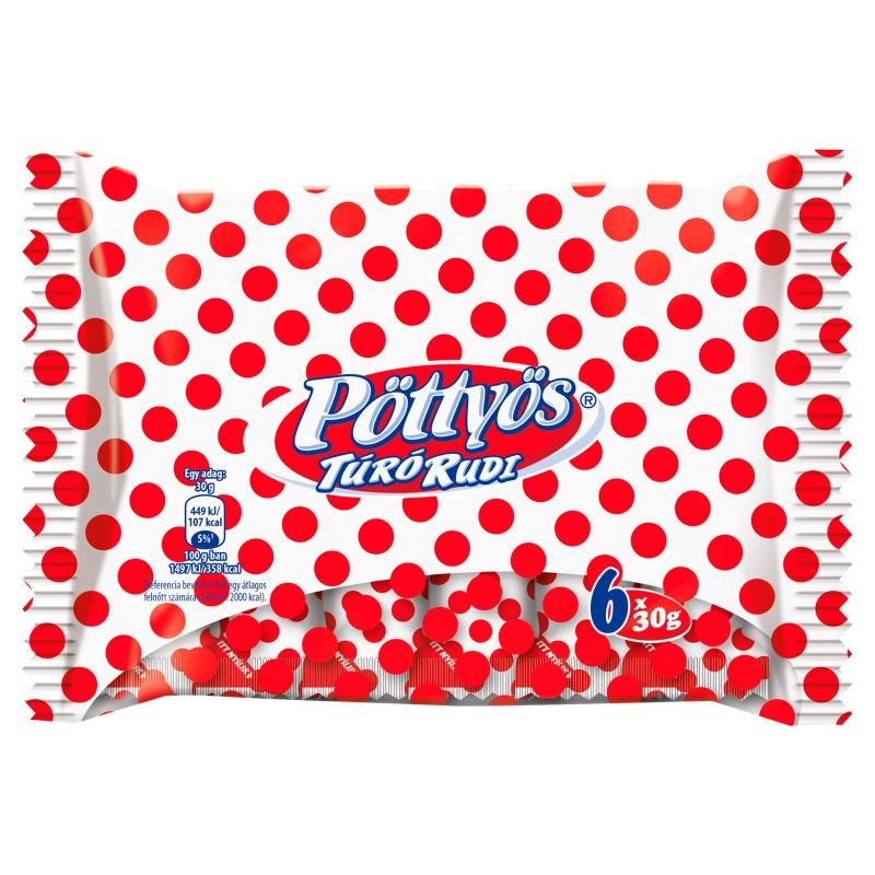 Pöttyös Túró Rudi 6x30 g natúr, étbevonóval
