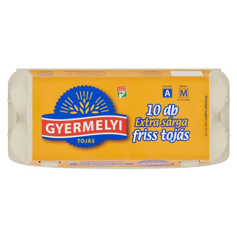 Tojás 10 db Gyermelyi M extra sárga