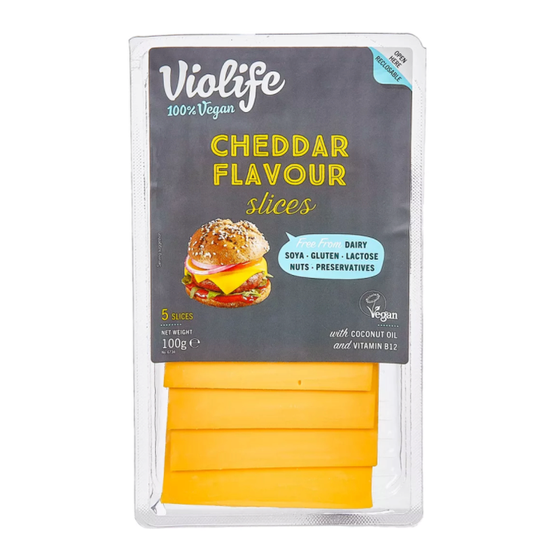 VioLife növényi specialitás 100 g cheddar, szeletelt, gluténmentes, laktózmentes