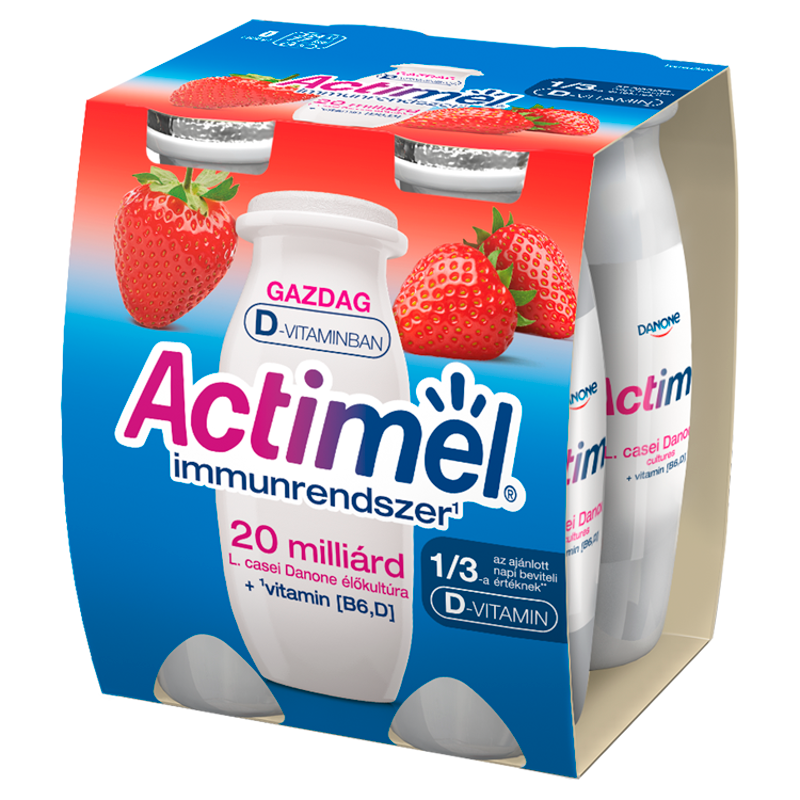 Danone Actimel élőflórás joghurtital 4x100 g eper