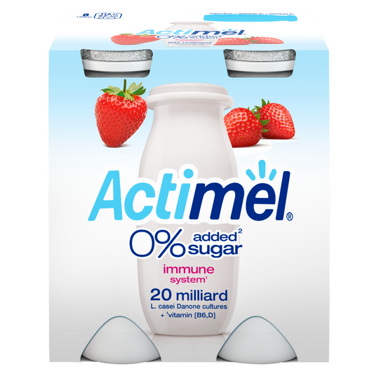 Danone Actimel élőflórás joghurtital 4x100 g eper, 0% hozzáadott cukor